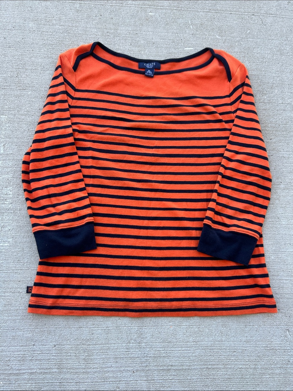 Chaps Orange and blue Striped Long-Sleeve Tee